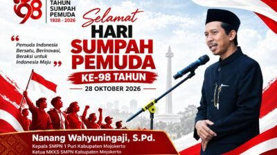 Ketua MKKS SMPN Kabupaten Mojokerto Mengucapkan Selamat Hari Sumpah Pemuda ke-98 Tahun 2026