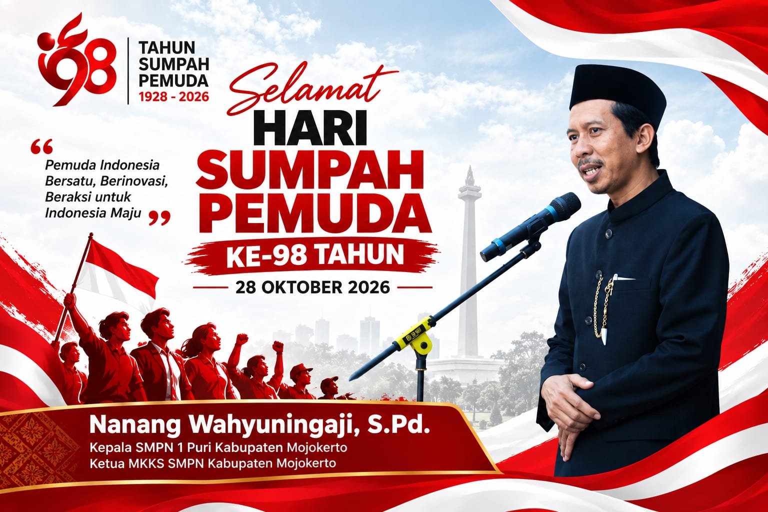 Ketua MKKS SMPN Kabupaten Mojokerto Mengucapkan Selamat Hari Sumpah Pemuda ke-98 Tahun 2026