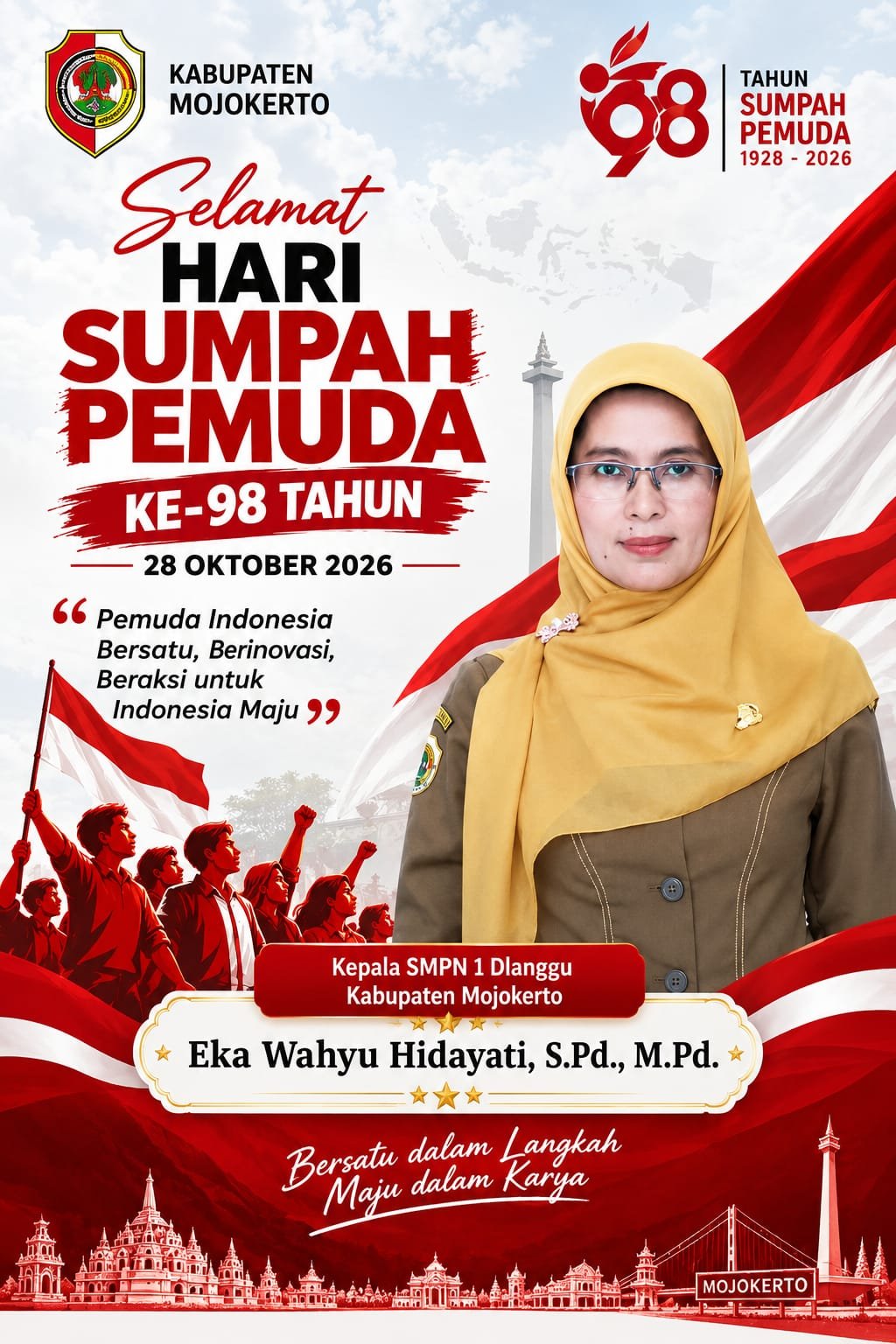 Kepala SMPN 1 Dlanggu Kabupaten Mojokerto Mengucapkan Selamat Hari Sumpah Pemuda ke-98 Tahun 2026