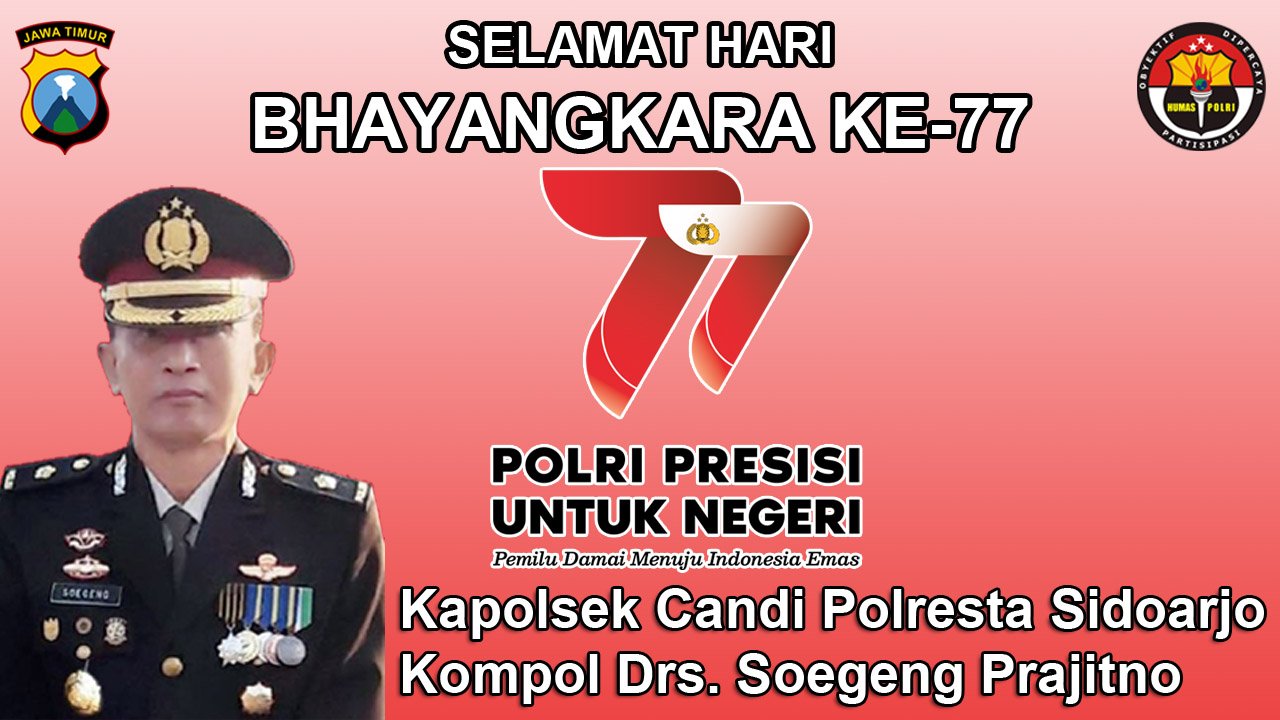 Kapolsek Candi Polresta Sidoarjo Mengucapkan Selamat Hari Bhayangkara Ke-77