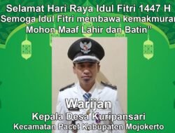 Kepala Desa Kuripansari, Pacet, Mojokerto Mengucapkan Selamat Hari Raya Idul Fitri 1447 H