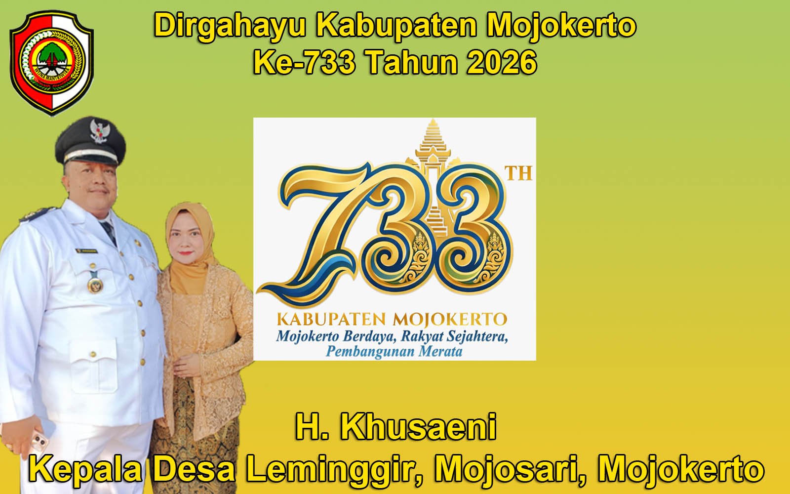 Kepala Desa Leminggir, Mojosari, Mojokerto Mengucapkan Dirgahayu Kabupaten Mojokerto ke-733 Tahun 2026