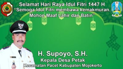 Kepala Desa Petak, Pacet, Mojokerto Mengucapkan Selamat Hari Raya Idul Fitri 1447 H