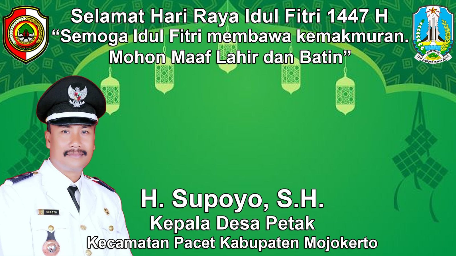Kepala Desa Petak, Pacet, Mojokerto Mengucapkan Selamat Hari Raya Idul Fitri 1447 H