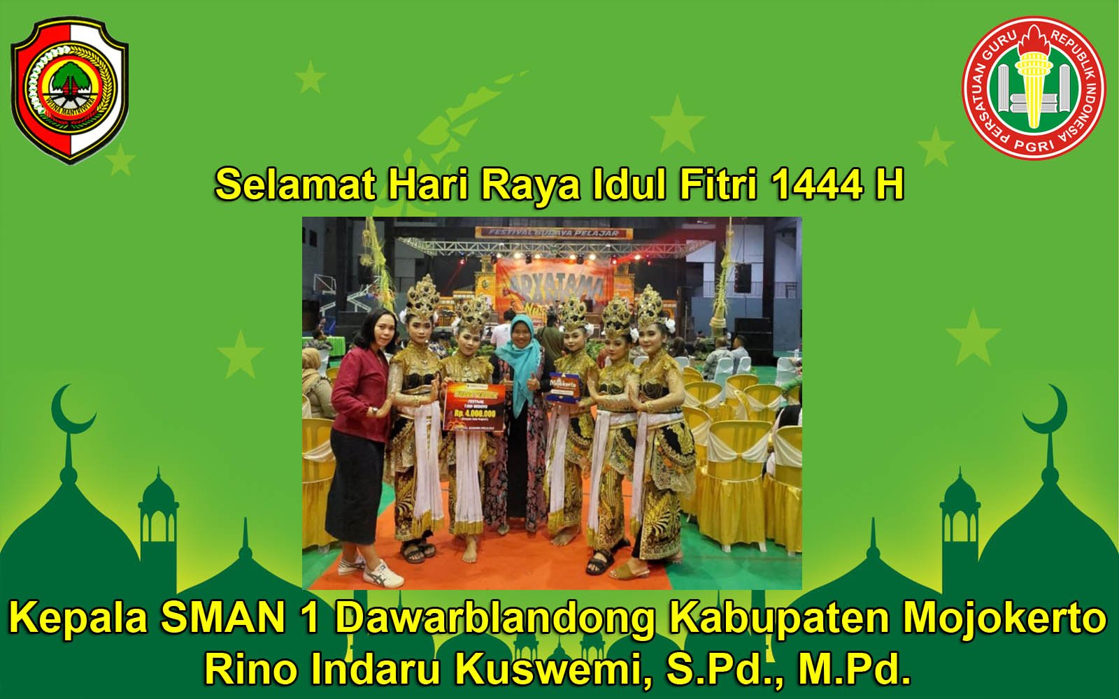 Kepala SMAN 1 Dawarblandong Kabupaten Mojokerto Mengucapkan Selamat Hari Raya Idul Fitri 1444 H
