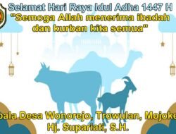 Kepala Desa Wonorejo, Trowulan, Mojokerto Mengucapkan Selamat Hari Raya Idul Adha 1447 H
