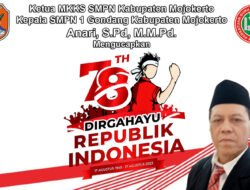 Ketua MKKS SMPN Kabupaten Mojokerto dan Kepala SMPN 1 Gondang Kabupaten Mojokerto Mengucapkan Dirgahayu RI Ke-78